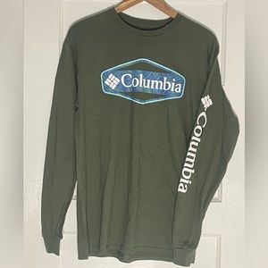 Columbia long sleeve T, Mens, Small, NWT, Forest Green, Columbia on sleeve
